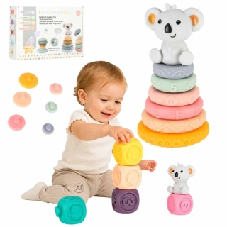 Sada senzorických hraček 13ks - kostky + pyramida Koala