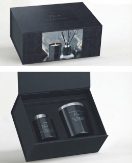 Dárková sada For Him v boxu s magnetickým uzávěrem (Svíčka 220g + Difuzér 100ml) black