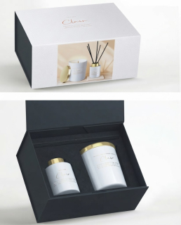 Dárková sada For Her v boxu s magnetickým uzávěrem (Svíčka 220g + Difuzér 100ml) white
