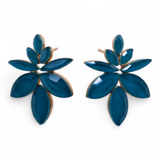 Smaragdově zelené skleněné náušnice Květy 