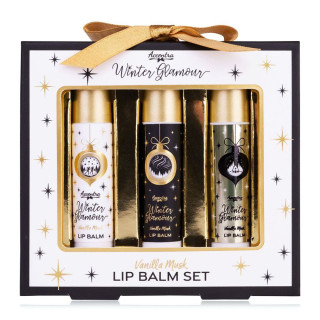 ACCENTRA Dárkový set balzámů na rty Winter Glamour – Vanilka a pižmo (3× 4 g)