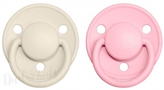 BIBS De Lux dudlíky z přírodního kaučuku 2ks - 0-6m ivory/baby pink