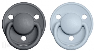 BIBS De Lux dudlíky z přírodního kaučuku 2ks - 0-6m iron/babyblue