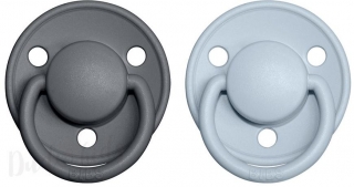 BIBS De Lux dudlíky z přírodního kaučuku 2ks - 3-18m iron/babyblue