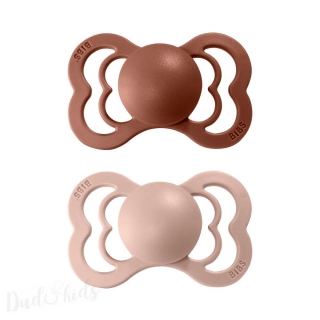 BIBS Supreme symetrické dudlíky z přírodního kaučuku 2ks 0-6m Woodchuck/Blush
