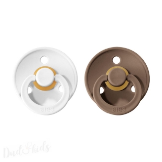 Dudlíky z přírodního kaučuku Bibs Colour vel. 0-6m 2ks_White/DarkOak
