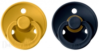 Dudlíky z přírodního kaučuku Bibs Colour vel. 0-6m 2ks Mustard/DarkDenim