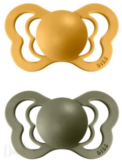 BIBS Couture Ortodontický dudlík z přírodního kaučuku 2ks 0-6m Honey Bee/Olive 